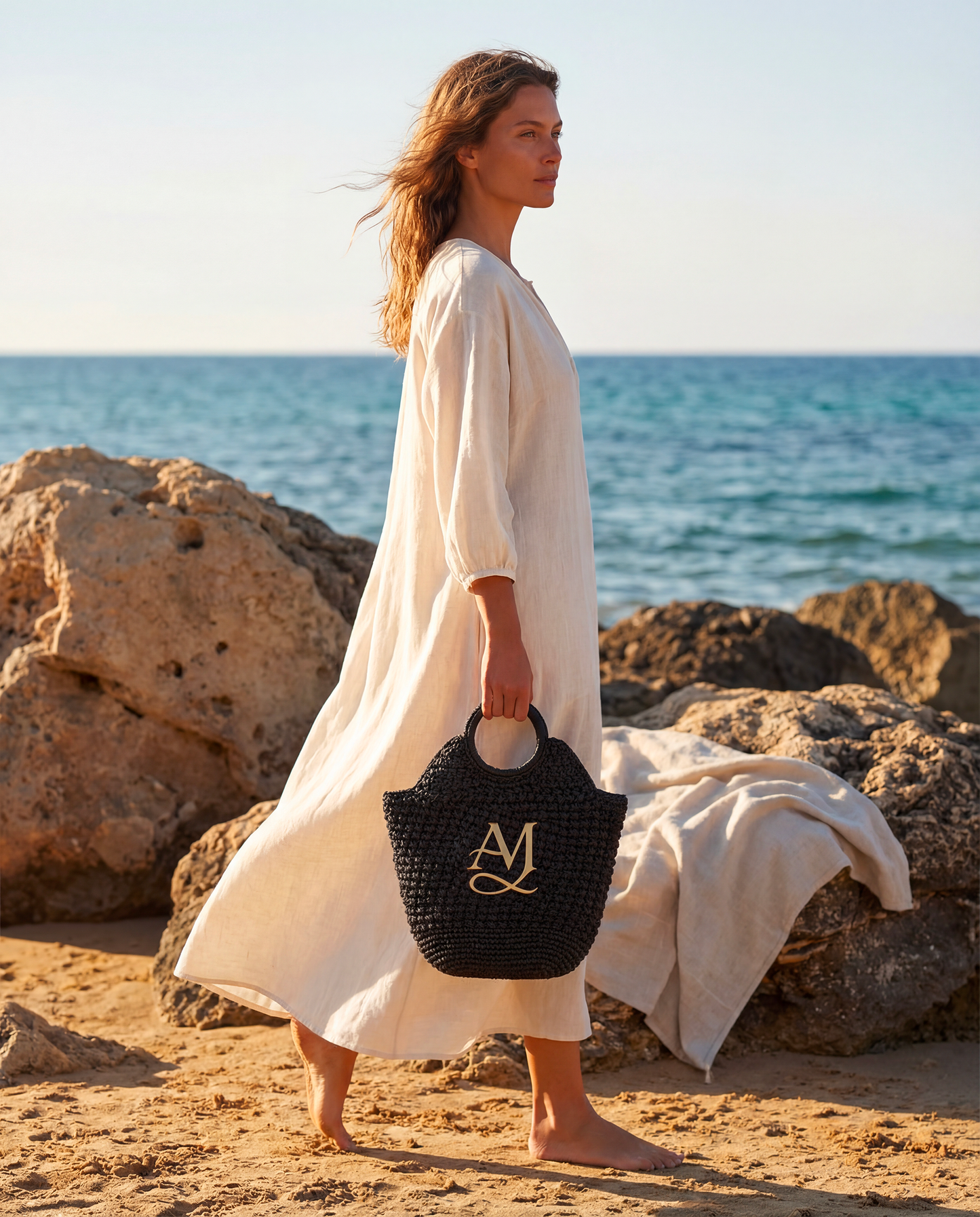 Borsa artigianale in paglia intrecciata - Capsule Estate 2026 - “Oro di Marzamemi”